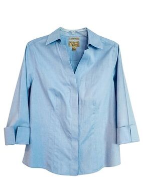 Investments Gold Label Light Blue “Taylor” 3/4 Sleeve Non-Iron Cotton Shirt